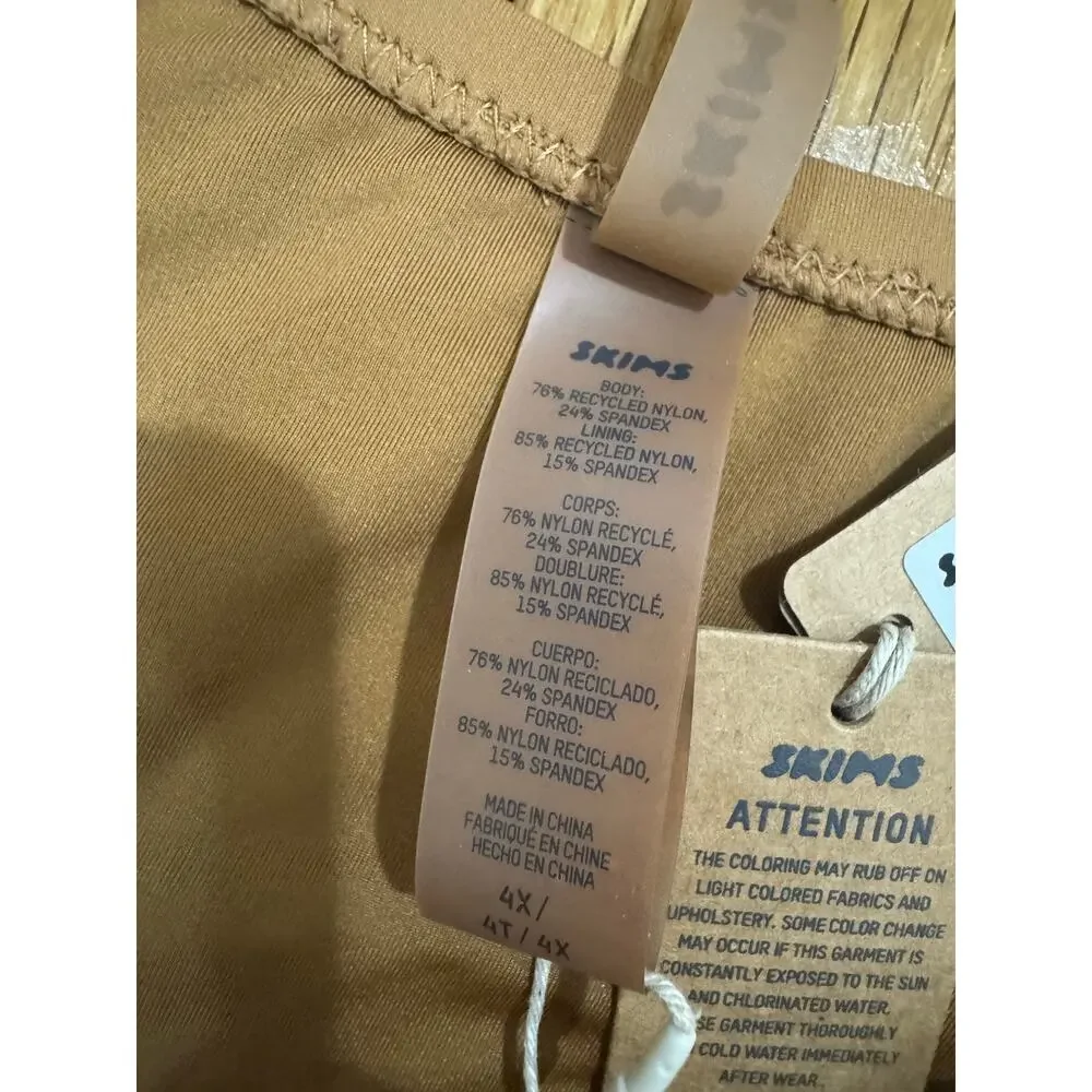 Skims size 4X RECYCLED SWIM MICRO TANGA BIKINI BOTTOM SW-TAN-0147 Almond NWT